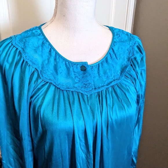 🌟Last Chance😁Vintage Teal Long Nightgown - Picture 10 of 11